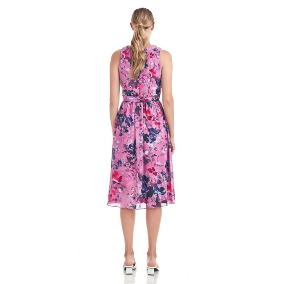 Kay Unger Ellen Pleated Floral Dress Size 0 - Picture 2 of 10